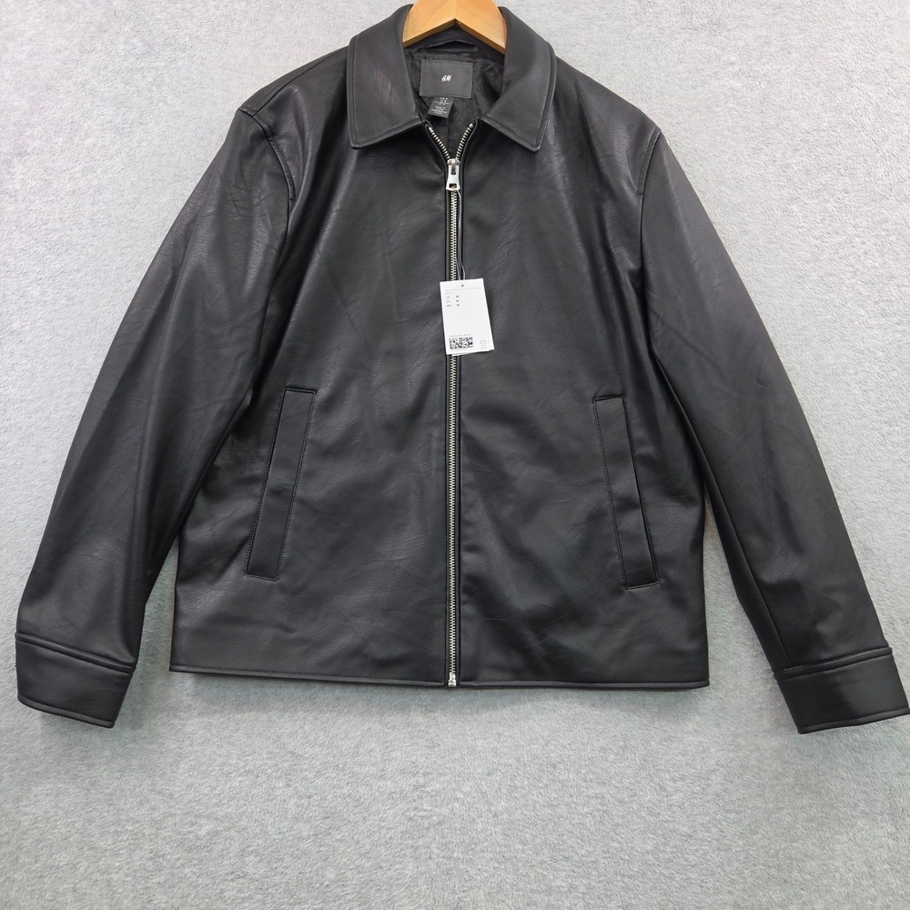 NEW Matrix Core Moto Faux Leather H&M Harrington Streetwear Jacket Women M Black